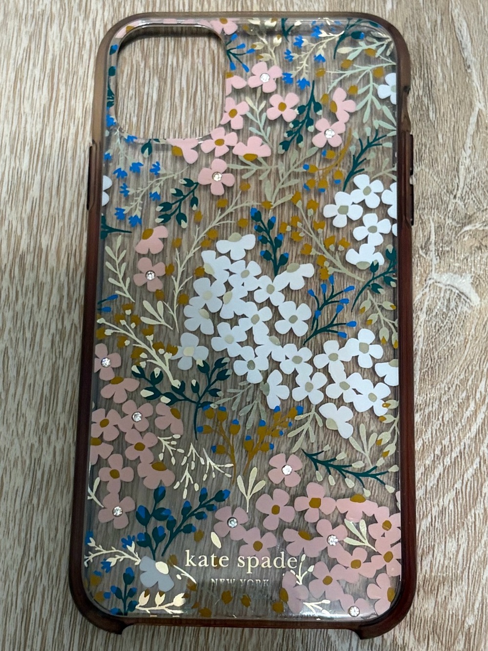 kate spade Clear Floral Phone Case in Pink, White & Blue